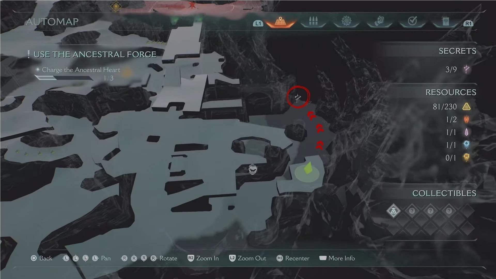Map location to reach the Ancestral Forge Codex (Image via Sportskeeda Gaming || Bethesda Softworks)